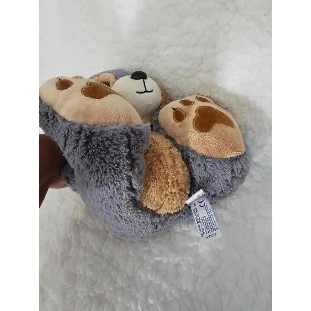 New Aurora Taddle Toes Plush Eclipse Wolf Big Feet Sitting Husky Gray/Brown 9" - Picture 7 of 11
